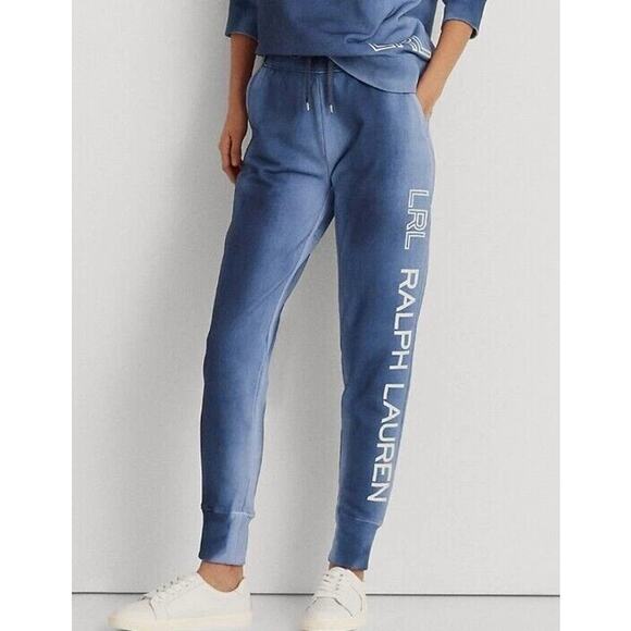 Lauren by Ralph Lauren Pants - Lauren Ralph Lauren Women’s Blue French Terry Jogger Pants Logo Preppy Small